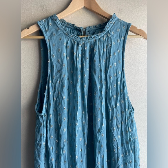 Anthropologie Women Blue Sheer Sleeveless Mid Dress Size XL - Picture 2 of 10